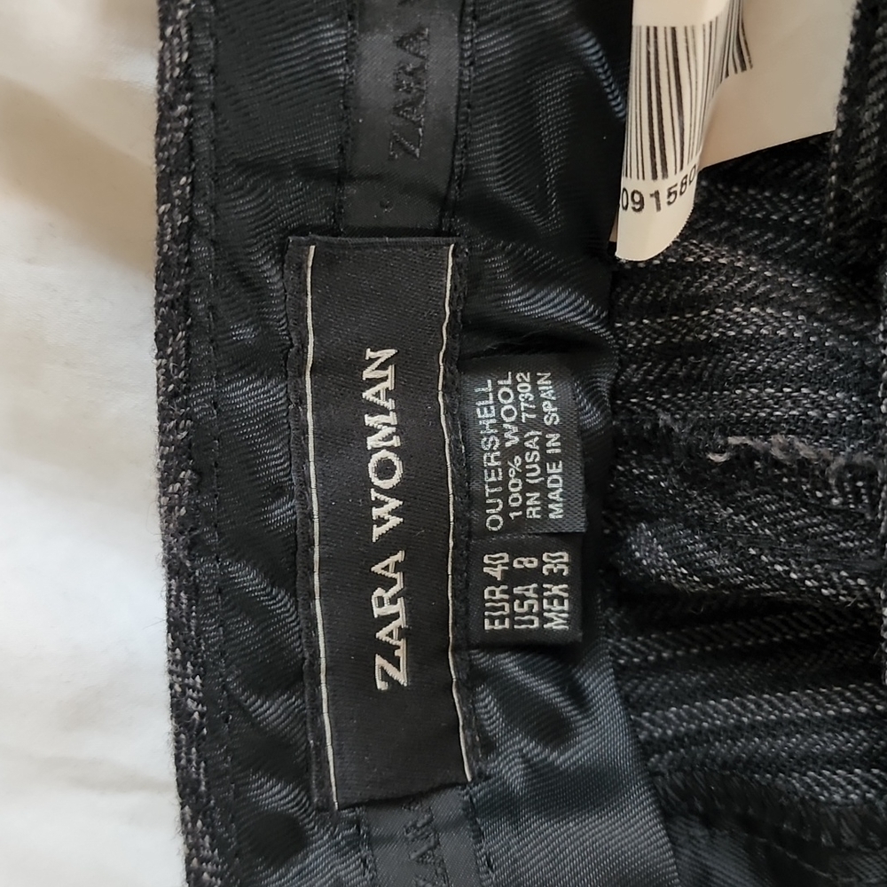 Zara size 8 charcoal striped wool dress pants